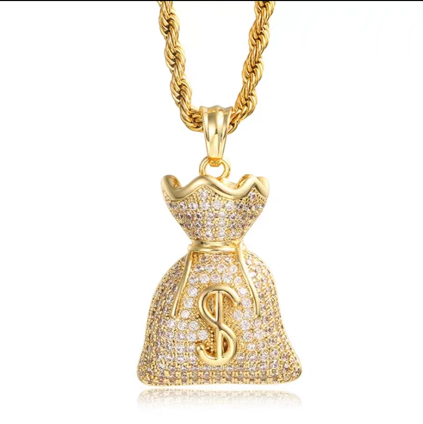 Hip-hop style fu bag pendant necklace, every detail is a classic