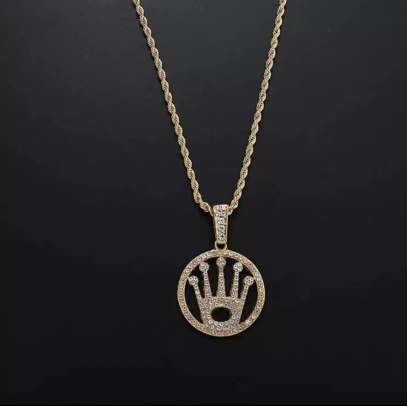 Hip-hop crown necklace, no time for love