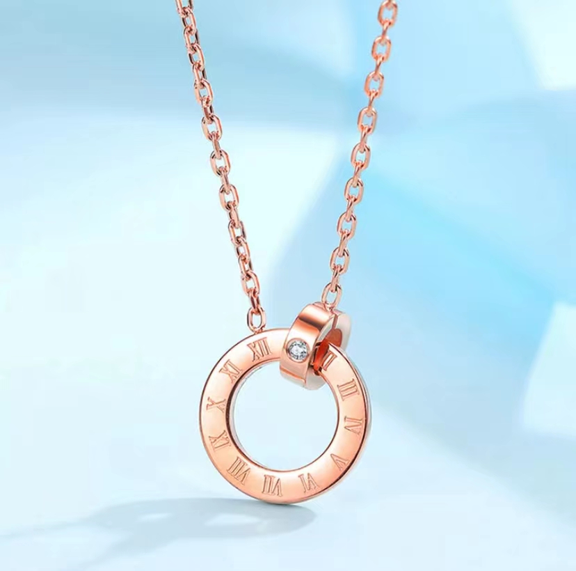 Double round rose gold pendant love is a circle that begins with you and ends with you