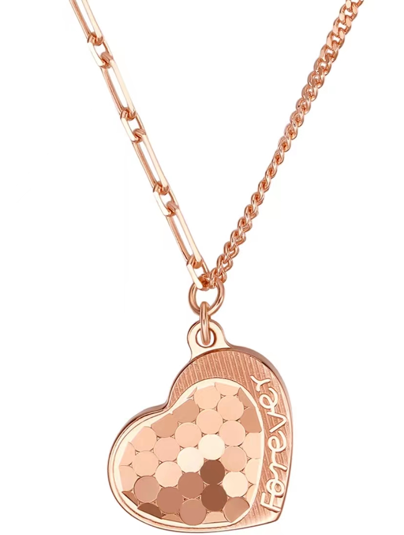 Sparkly heart-shaped pendant necklace because of love, no matter how far apart you are, your heart is always there