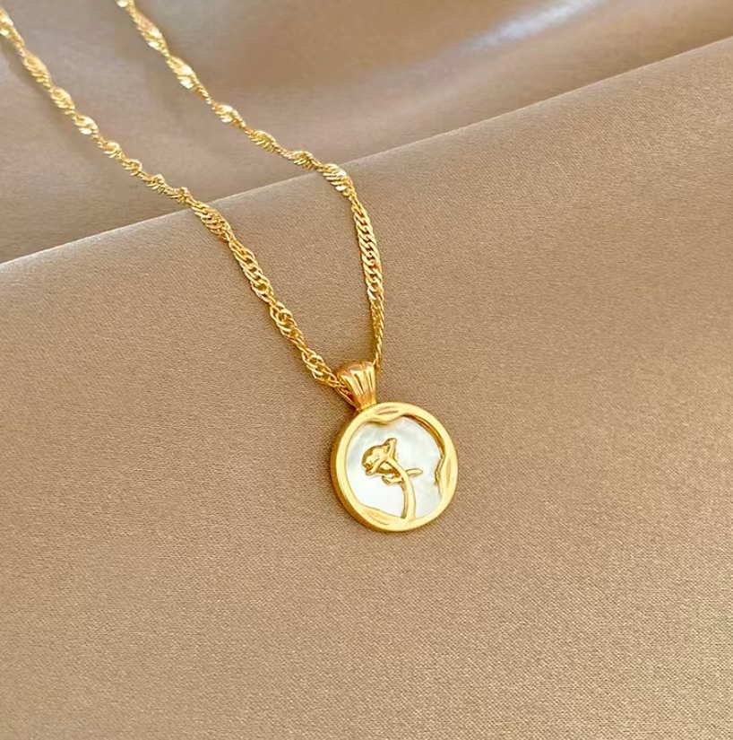 Rose circle pendant necklace has a finite life and jewelry lasts forever