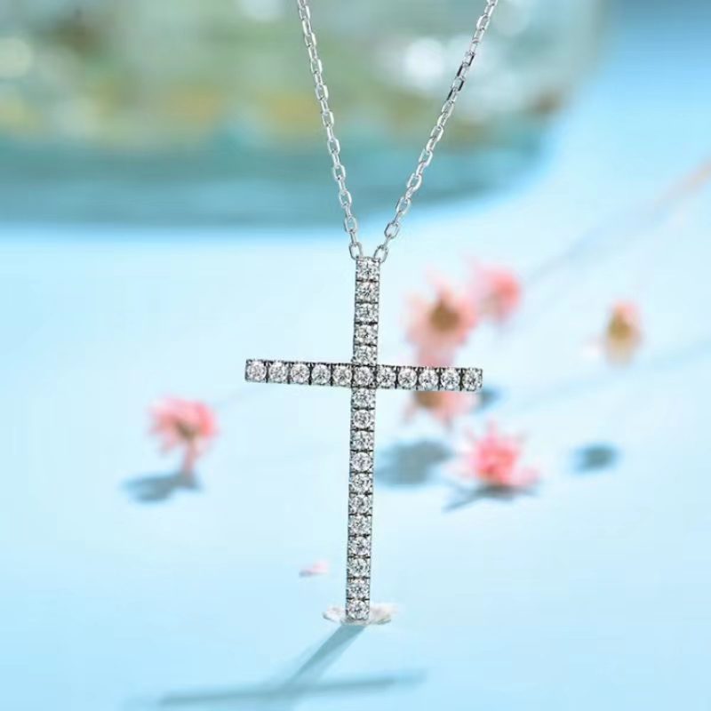 Full Diamond Cross Necklace, love me in my heart