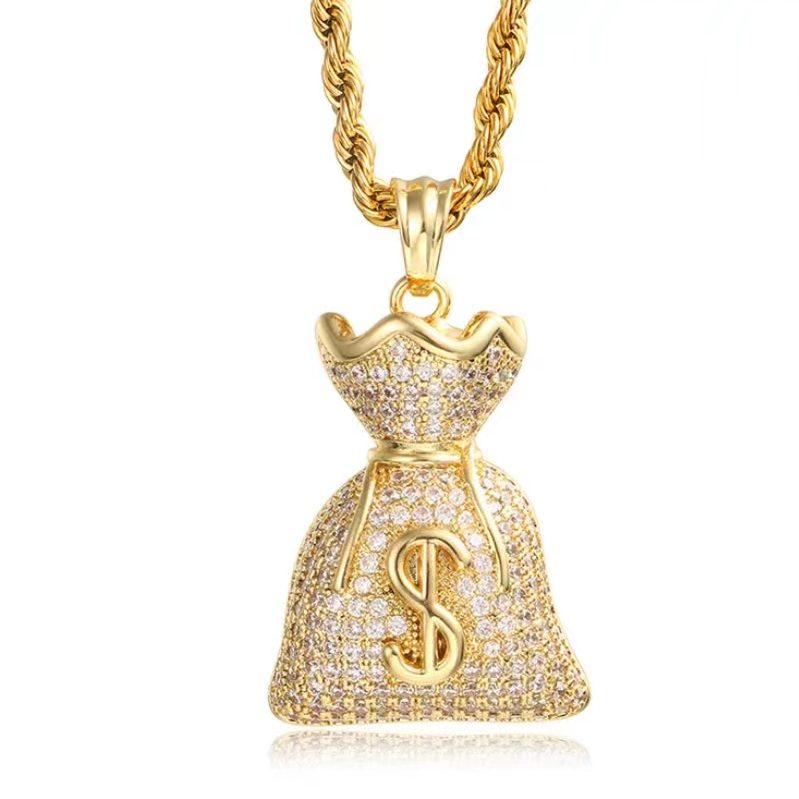 Hip-hop style fu bag pendant necklace, every detail is a classic