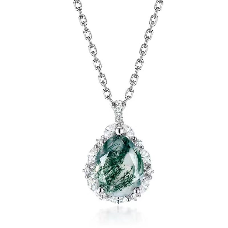 Water grass green moss agate pendant, experience a unique style and temperament